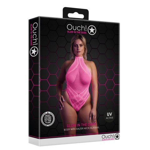 Ouch! by Shots Body Neon Dekolt V XL/XXXXL, elastyczne UV, roż/zielony