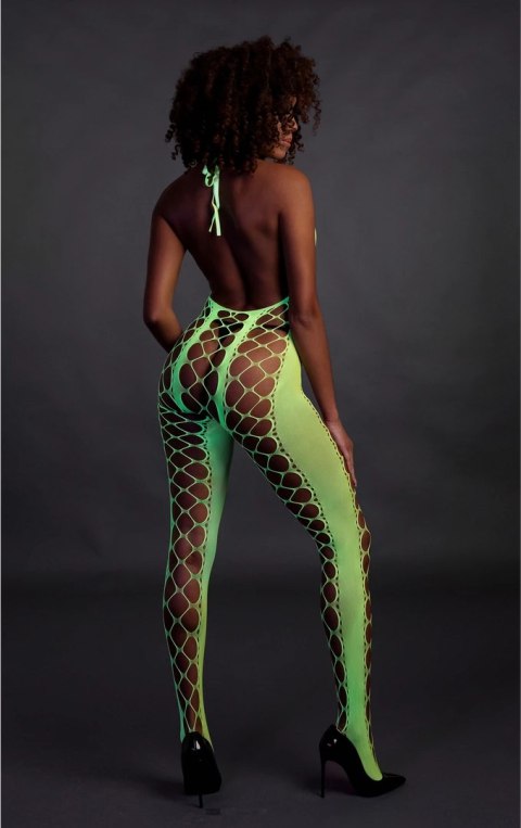 Ouch! by Shots Bodystocking Neon XS/L - głęboki dekolt, UV aktywacja
