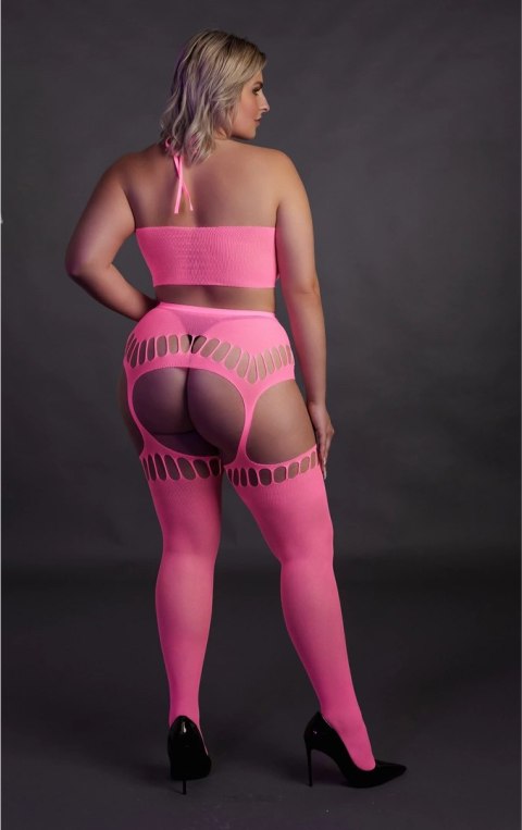 Ouch! by Shots Neon Body 2-częściowe XL/XXXXL z topem i pończochami UV