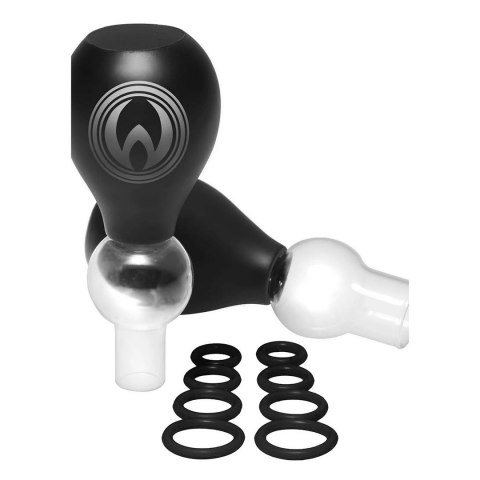 XR Brands Pyramid Nipple Amplifier - Zestaw z pompkami i pierścieniami, czarny
