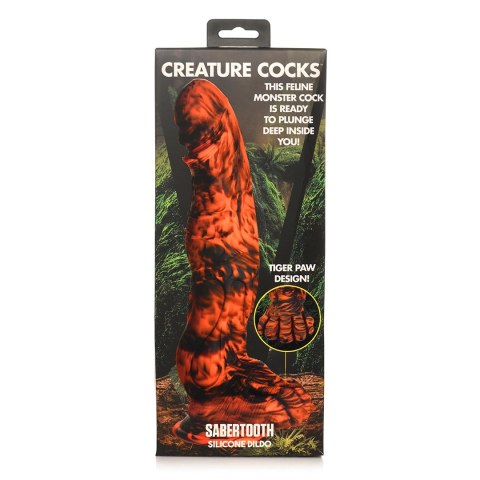XR Brands Sabretooth Creature Cocks silikonowy model anatomiczny pomarańczowo-czarny