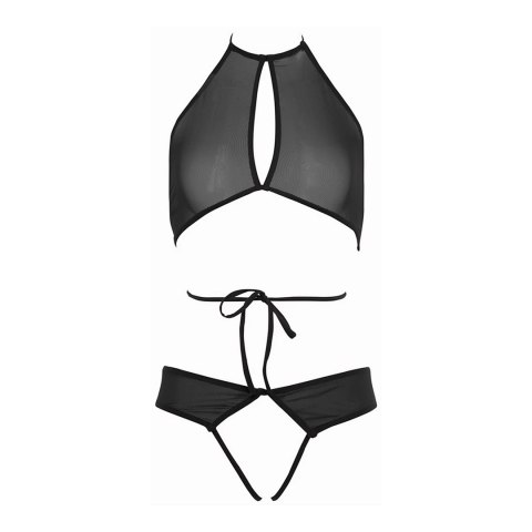 Allure komplet top i majtki L/XL koronkowe czarne paseczki