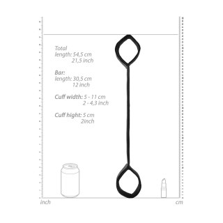 Ouch! Spreader Bar stalowy z regulowanymi mankietami 54,5 cm czarny