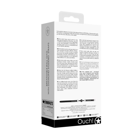 Ouch! Diamond Studded Oddychająca Kula z Regulowanymi Paseczkami