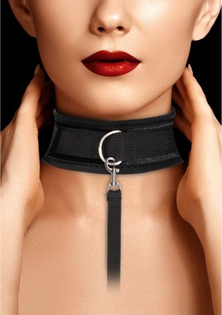 Ouch! by Shots Aksamitna obroża regulowana ze smyczą 120cm czarna