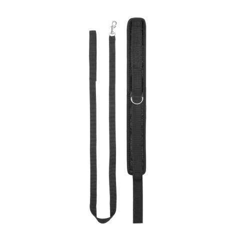 Ouch! by Shots Aksamitna obroża regulowana ze smyczą 120cm czarna