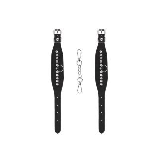 Ouch! by Shots Diamentowe mankiety na nadgarstki, regulowane, czarne