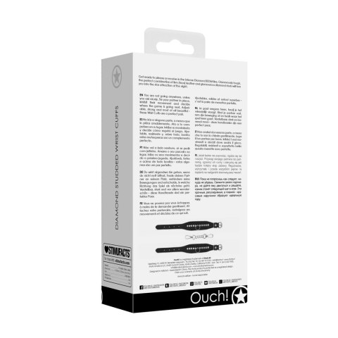 Ouch! by Shots Diamentowe mankiety na nadgarstki, regulowane, czarne