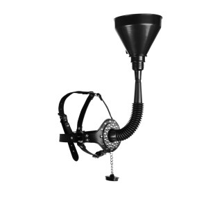 Ouch! by Shots Uprząż na głowę z lejkiem - regulowana skorzana konstrukcja