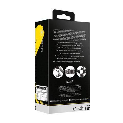 Ouch! by Shots Uprząż na głowę z metalowym kneblem i haczykami na nos