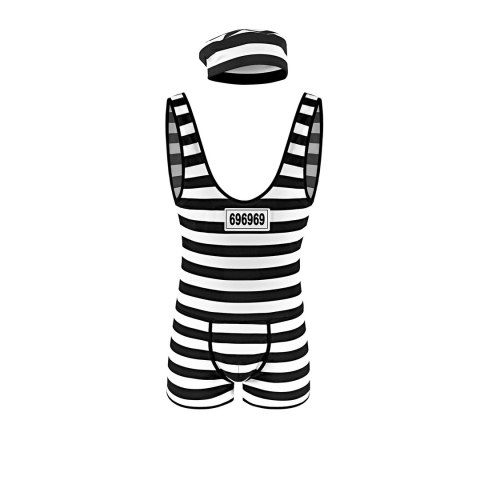 Male Power Prisoner Singlet - kostium więzienny z czapką, rozmiar uniwersalny