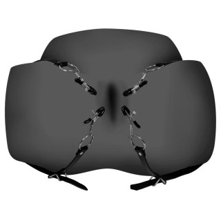 Ouch! by Shots - System paskow z zaciskami na uda, regulowany, czarny