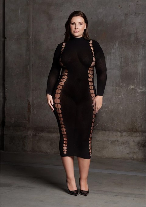 Le Desir Carme Plus Size dopasowana sukienka długa czarna XL-XXXXL