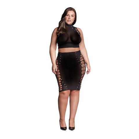 Le Desir Kala zestaw top + spodnica modelująca Plus Size czarny