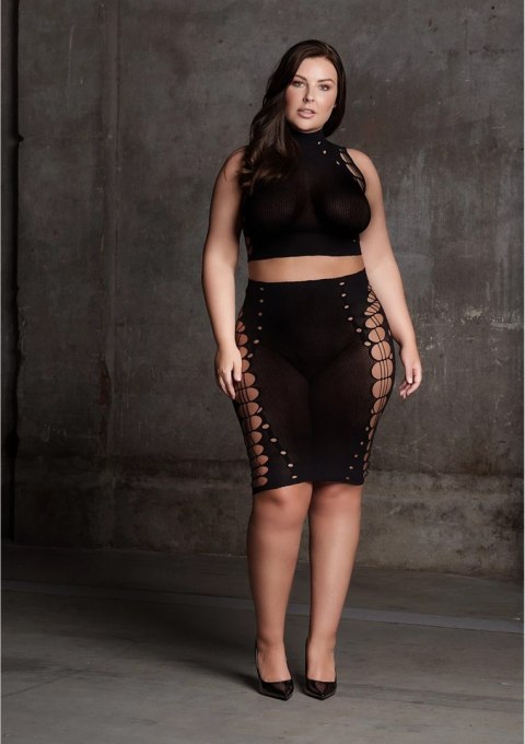 Le Desir Kala zestaw top + spodnica modelująca Plus Size czarny