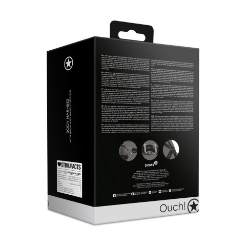 Ouch! Uprząż regulowana z mankietami na uda i dłonie, czarna