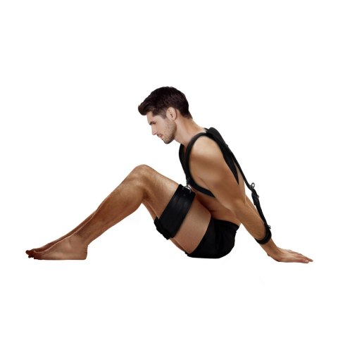 Ouch! Uprząż regulowana z mankietami na uda i dłonie, czarna