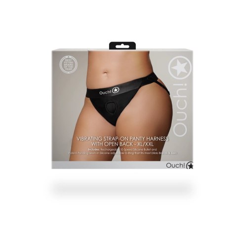 Ouch! Wibrujący pas intymny z otwartym tyłem XL/XXL, system O-Ring