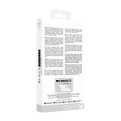 Ouch! Empress Koronkowa Maska na Oczy Czarna Laserowa Lekka