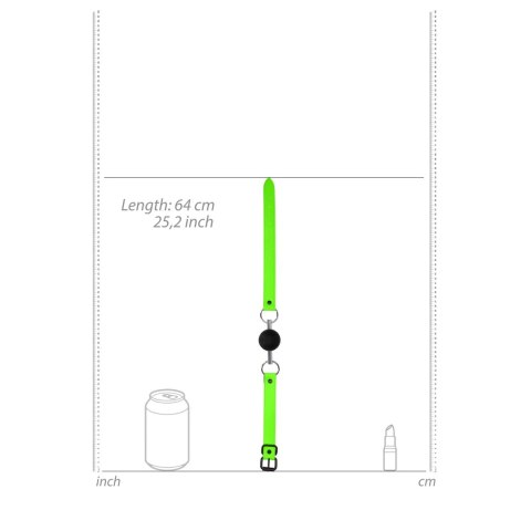 Ouch! Glow In The Dark - anatomiczny knebel kulkowy, świecący, uniwersalny