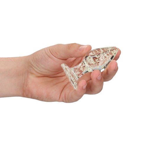 Ouch! Glow in the Dark Szklany korek intymny świecący średni zielony