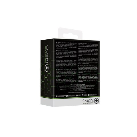 Ouch! Glow in the Dark Szklany korek intymny świecący średni zielony