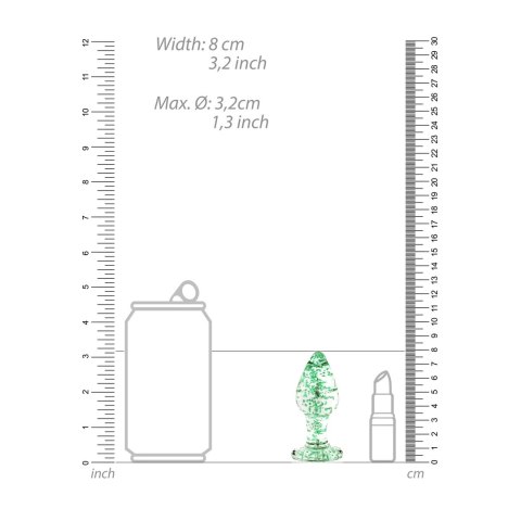 Ouch! Glow in the Dark Szklany korek intymny świecący średni zielony