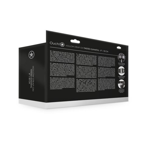 Ouch! Hollow Strap-On 20 cm zakrzywiony, teksturowany model na pasku