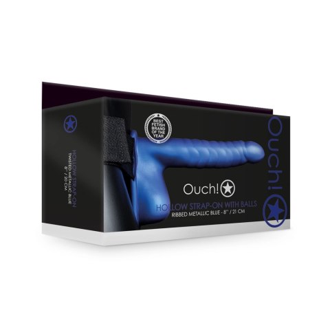 Ouch! Hollow Strap-On Prążkowany Pas z Anatomiczną Nakładką 21 cm