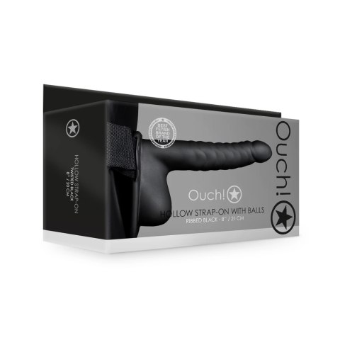 Ouch! Hollow Strap-On Żebrowany model z paskiem 21 cm anatomiczny