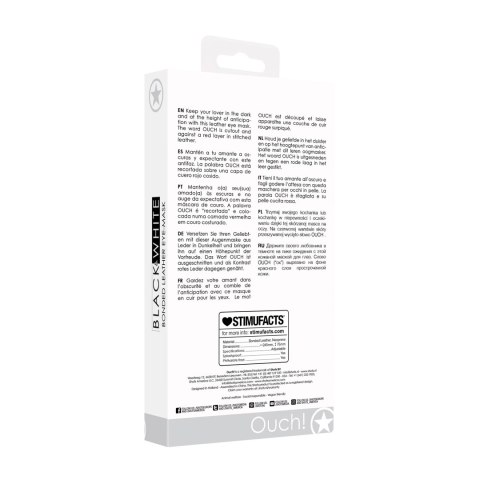 Ouch! Maska na oczy skorzana czarna z napisem, warstwa czerwona