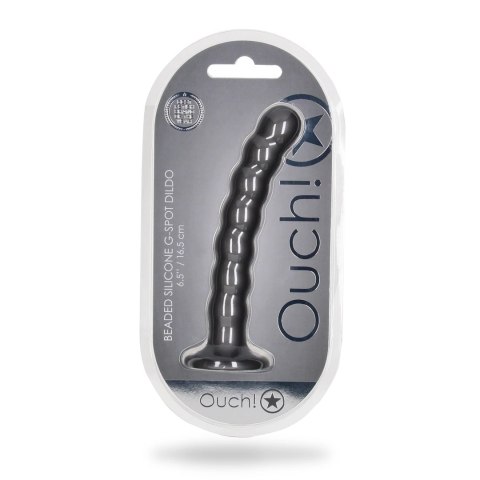 Ouch! Model G-Spot Beads silikonowy segmentowany z przyssawką 16,5 cm srebrny