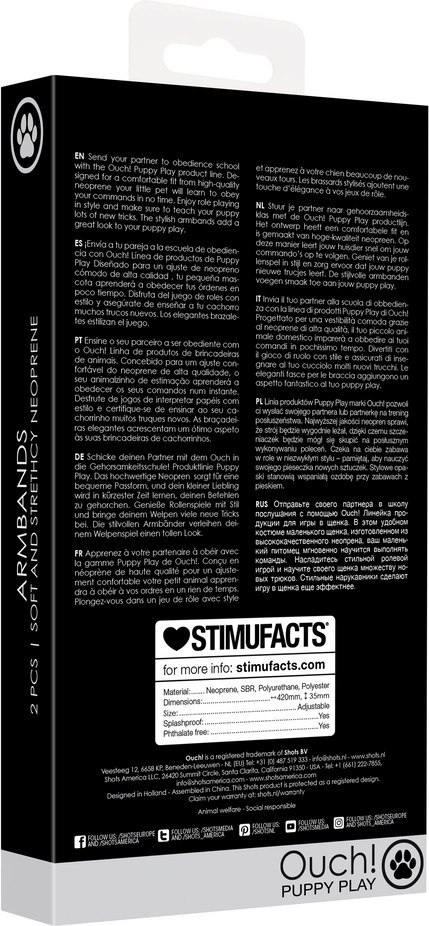 Ouch! Opaska na biceps z neoprenu czarna - komfortowy model Puppy Play