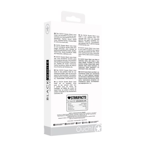 Ouch! Queen maska na oczy z czarnej koronki, lekka i regulowana