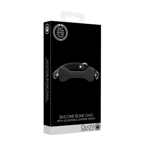 Ouch! Silikonowy knebel anatomiczny czarna kość Puppy Play