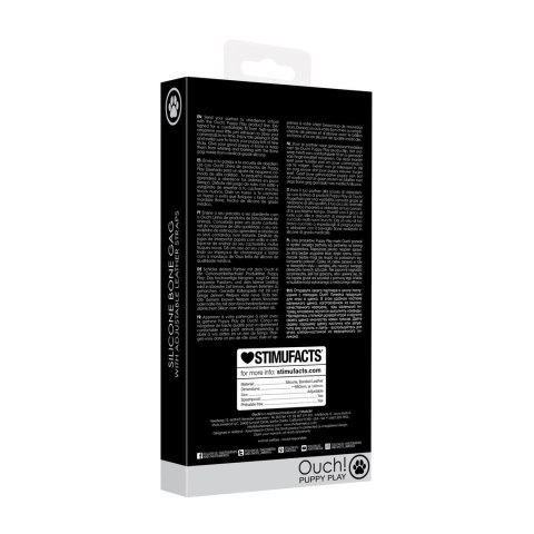 Ouch! Silikonowy knebel anatomiczny czarna kość Puppy Play