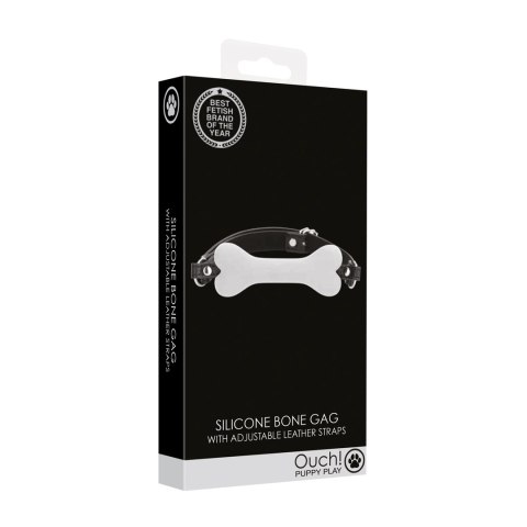 Ouch! Silikonowy knebel z białą kością - elastyczny anatomiczny model