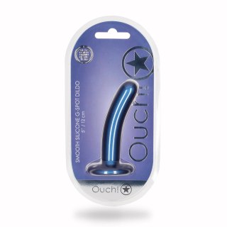 Ouch! Smooth Silicone Dildo 12 cm z przyssawką, metaliczny kolor