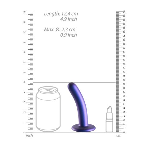 Ouch! Smooth Silicone Dildo 12 cm z przyssawką, metaliczny kolor