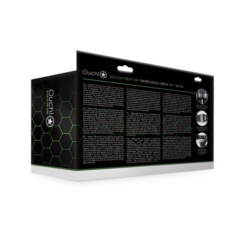 Ouch! Strap-On świecący w ciemności z anatomiczną podstawą 21 cm