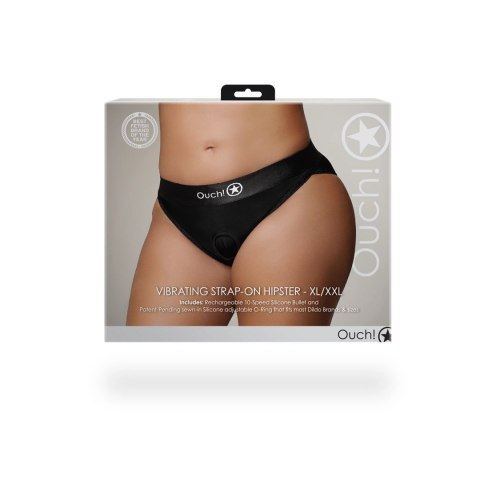 Ouch! Vibrating Strap-on Hipster XL/XXL - majtki z wibracją i koronką