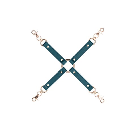 OUCH! Uprząż Halo z obrożą i smyczą, skorzany wygląd, złote zdobienia