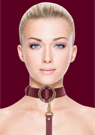 Ouch! Halo - Elegancka obroża ze smyczą skorzana złote akcenty