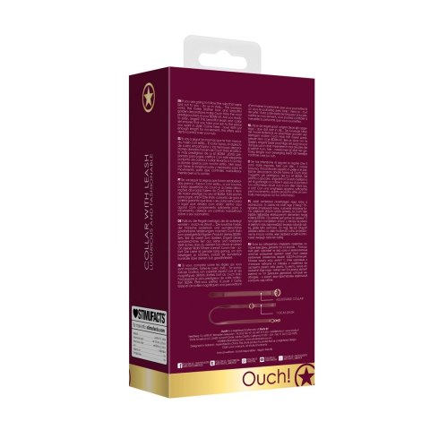 Ouch! Halo - Elegancka obroża ze smyczą skorzana złote akcenty