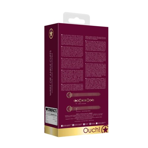 Ouch! Halo - Skorzane mankiety na nadgarstki i kostki ze złotymi zdobieniami