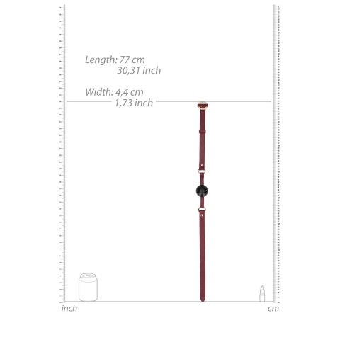 Ouch! Knebel kulkowy Halo - skorzany design, złote zdobienia