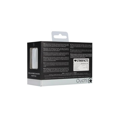 Ouch! Korek silikonowy z diamentowym sercem, żebrowany, czarny