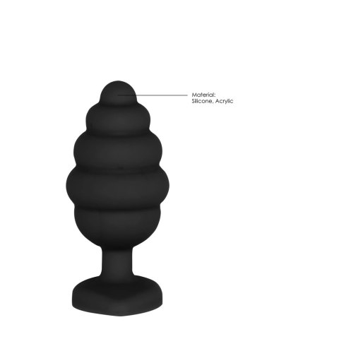 Ouch! Korek silikonowy z diamentowym sercem, żebrowany, czarny