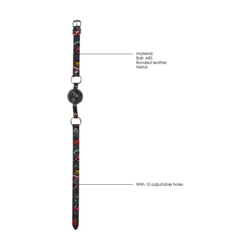 Ouch! Oddychający knebel kulkowy skorzany regulowany czarny