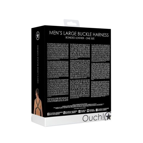 Ouch! Skorzana uprząż regulowana z dużą klamrą i O-ringami